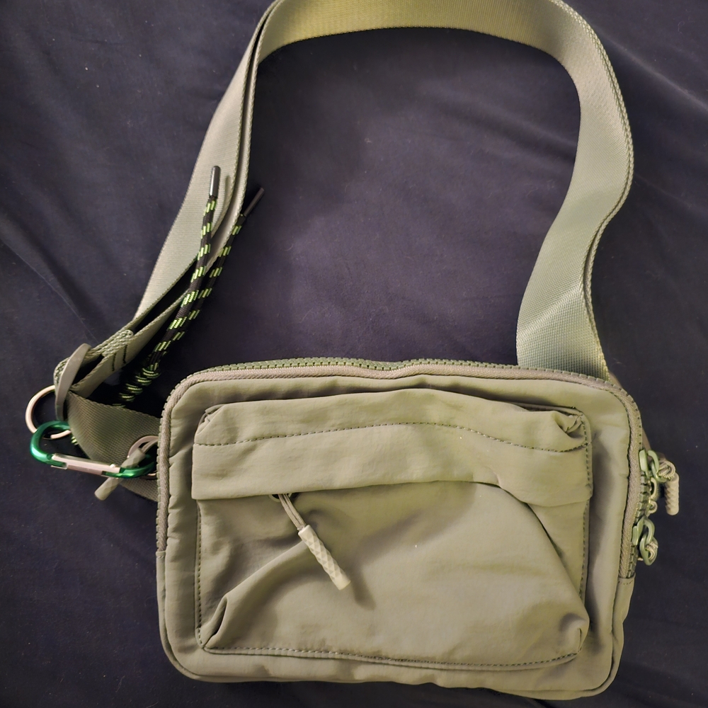 Olive Green Women's Crossbody Bag with Front Pocket and Adjustable Strap